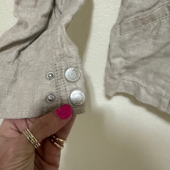 J Jill‎ Linen Blend Button Front Cropped Utility Jacket Beige Size Small - Picture 5 of 12
